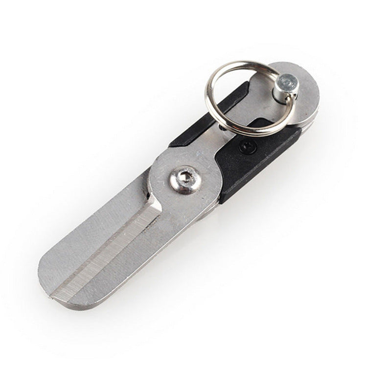 Stainless Steel Scissors Practical EDC Mini Small Scissors With Spring Latch Anti-lost Design Outdoor Tools