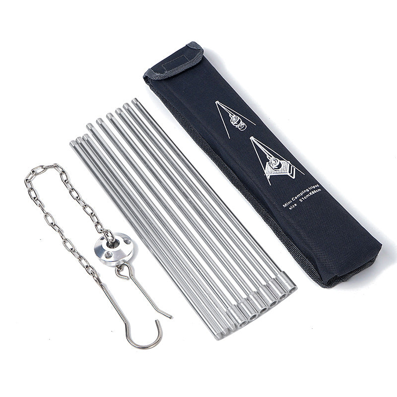 Compatible with Apple, Camping outdoor campfire tripod hanging pot picnic fire bracket aluminum alloy tripod camping supplies - EDC Italia