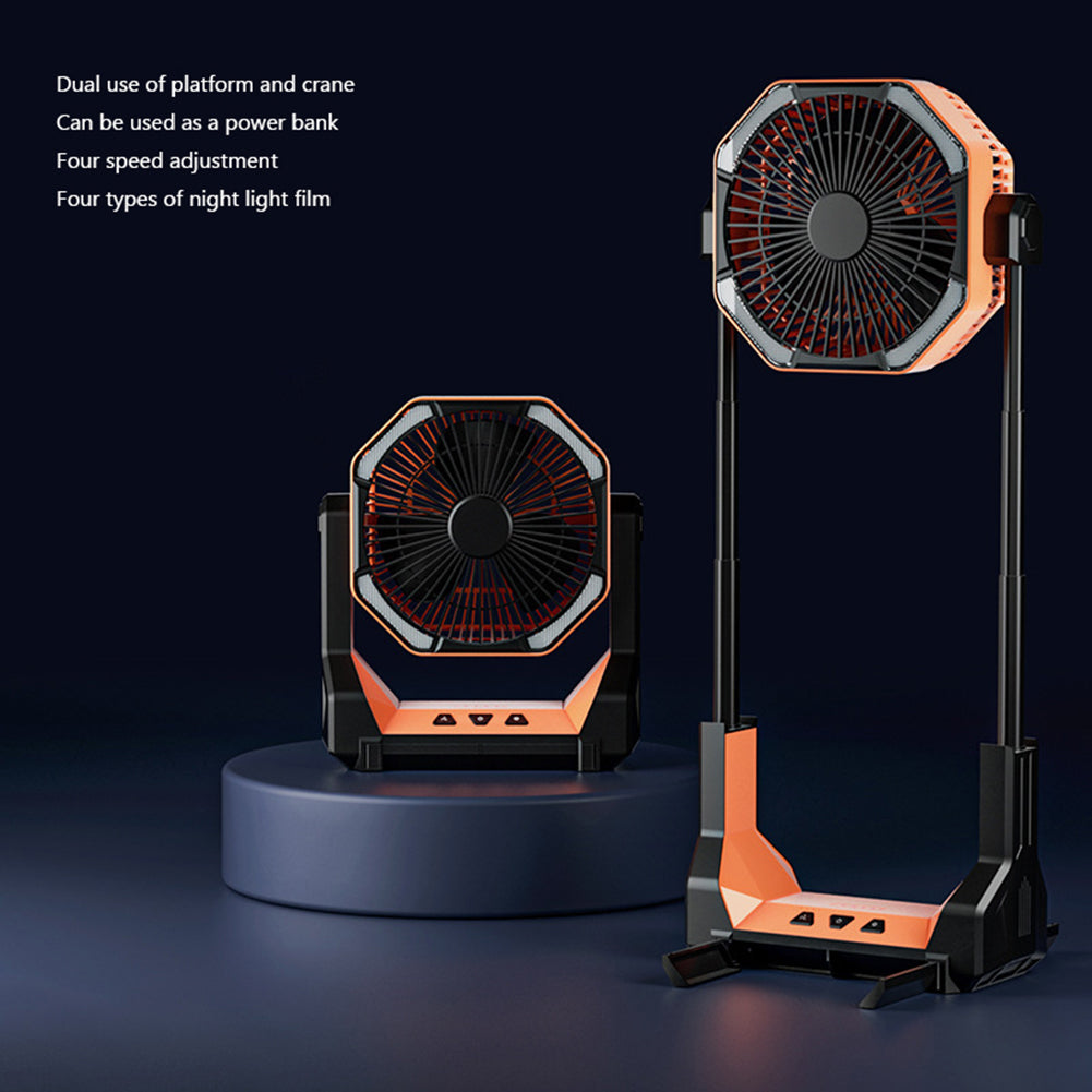8000mAh Telescopic Wireless Electric Fan Outdoor Camping Fan USB Charging Portable Emergency Power Bank 4-speed Camping Supplies - EDC Italia