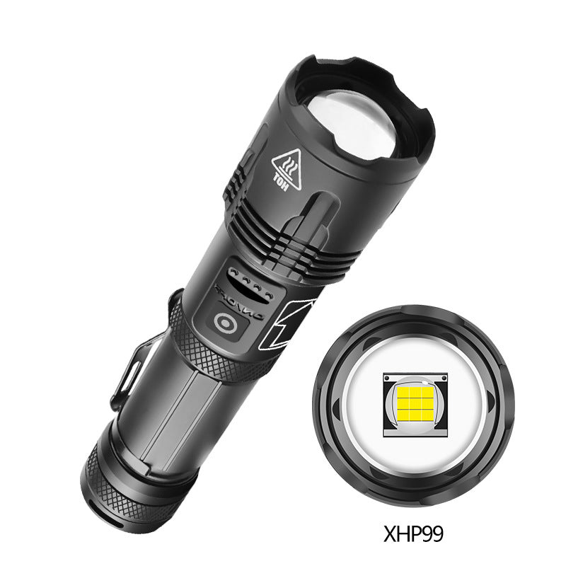 Strong Light Tactical Flashlight With Pen Clip Attack Head