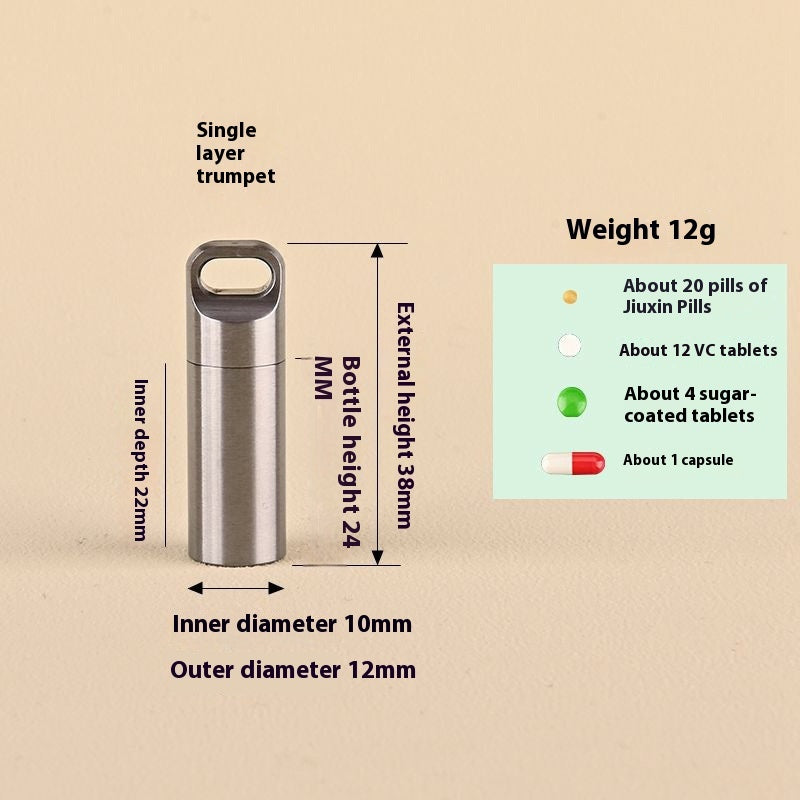 Mini Waterproof Capsule Seal Bottle Stainless Steel Outdoor Survival Pill Box Container Capsule Pill Bottle Tank