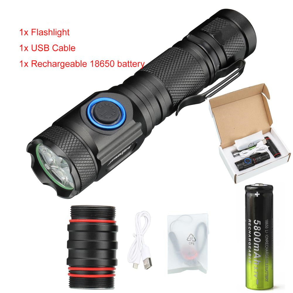 Fashion Simple Rechargeable Powerful Tactical Flashlight