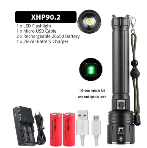 New Glare Flashlight USB Charging Power Display Zoom Glare Flashlight