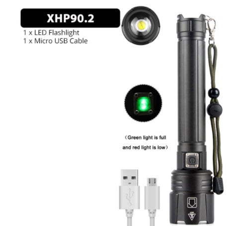 New Glare Flashlight USB Charging Power Display Zoom Glare Flashlight