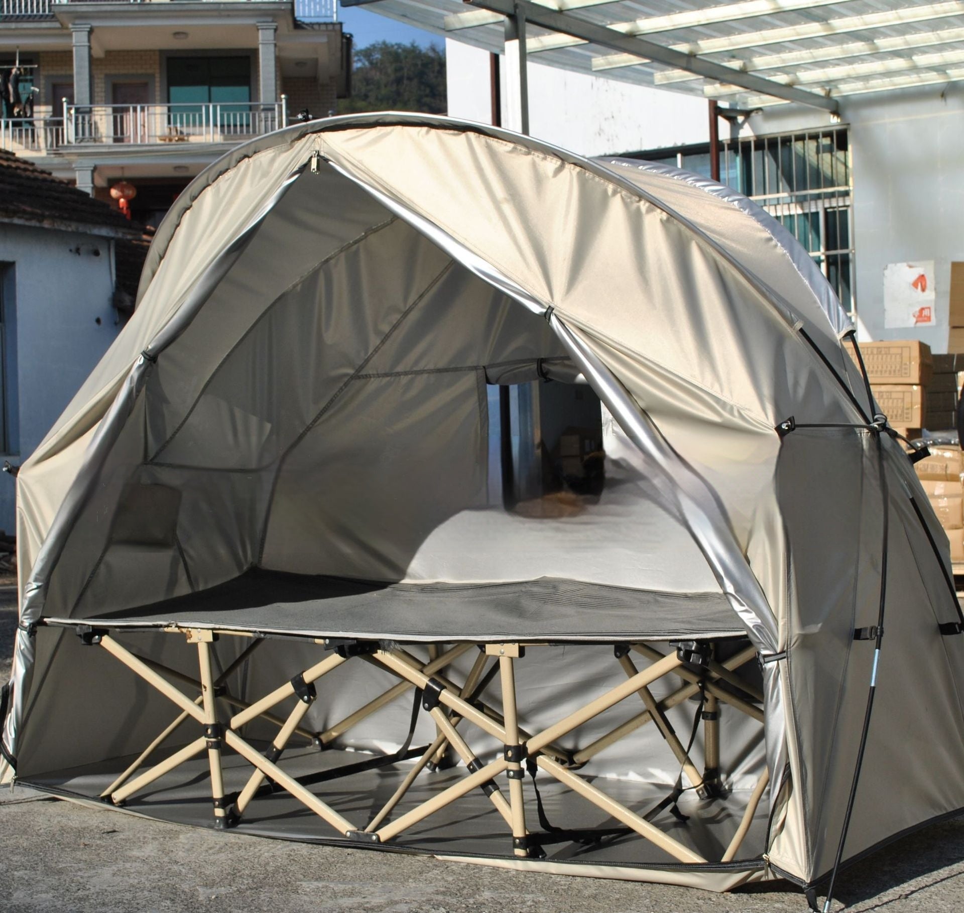 Two-in-one Off-ground Camp Bed Single Soldiers Can Use Meditation Practice Tent Alone - EDC Italia