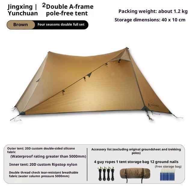 Free-standing Ultra Lightweight Double-sided Tent - 15D Silicone-coated Stormproof A-pole - EDC Italia