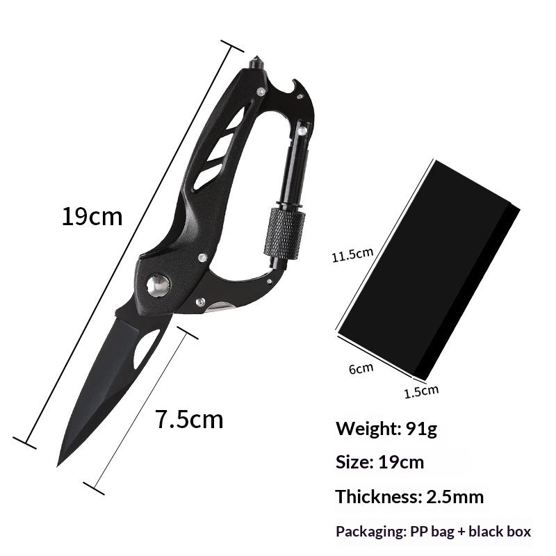Multi-functional Carabiner Folding Knife Outdoor D-lock Hook Camping Tool Multi-purpose Hook