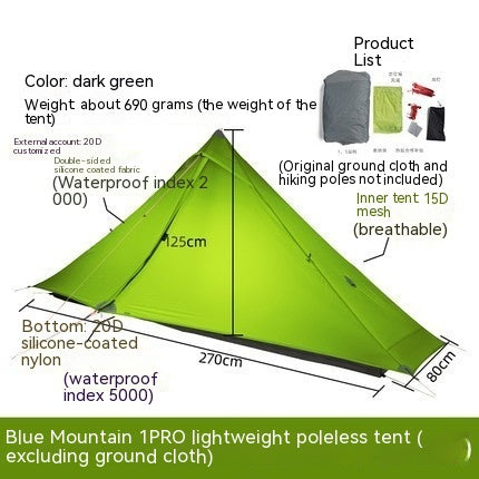 Rain-proof Single Rodless Camping Tent - EDC Italia