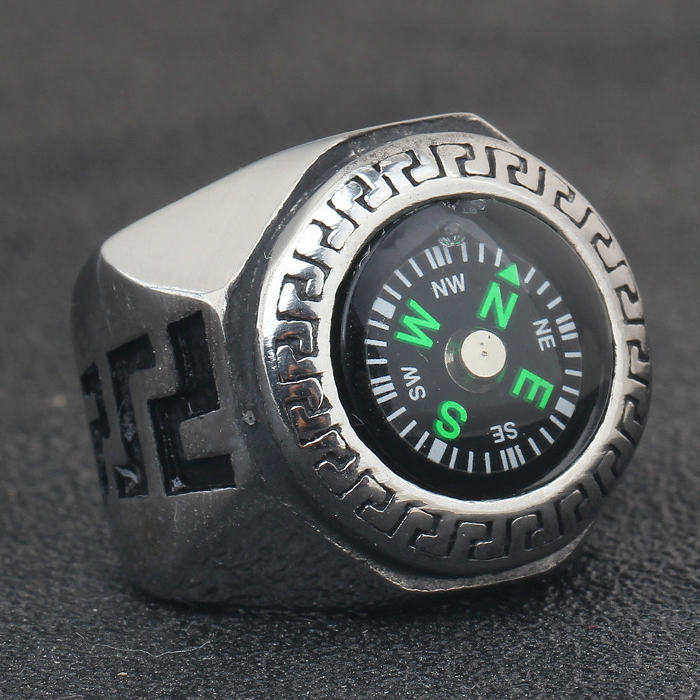 Personalized Men's EDC Peripheral Compass Titanium Steel Ring
