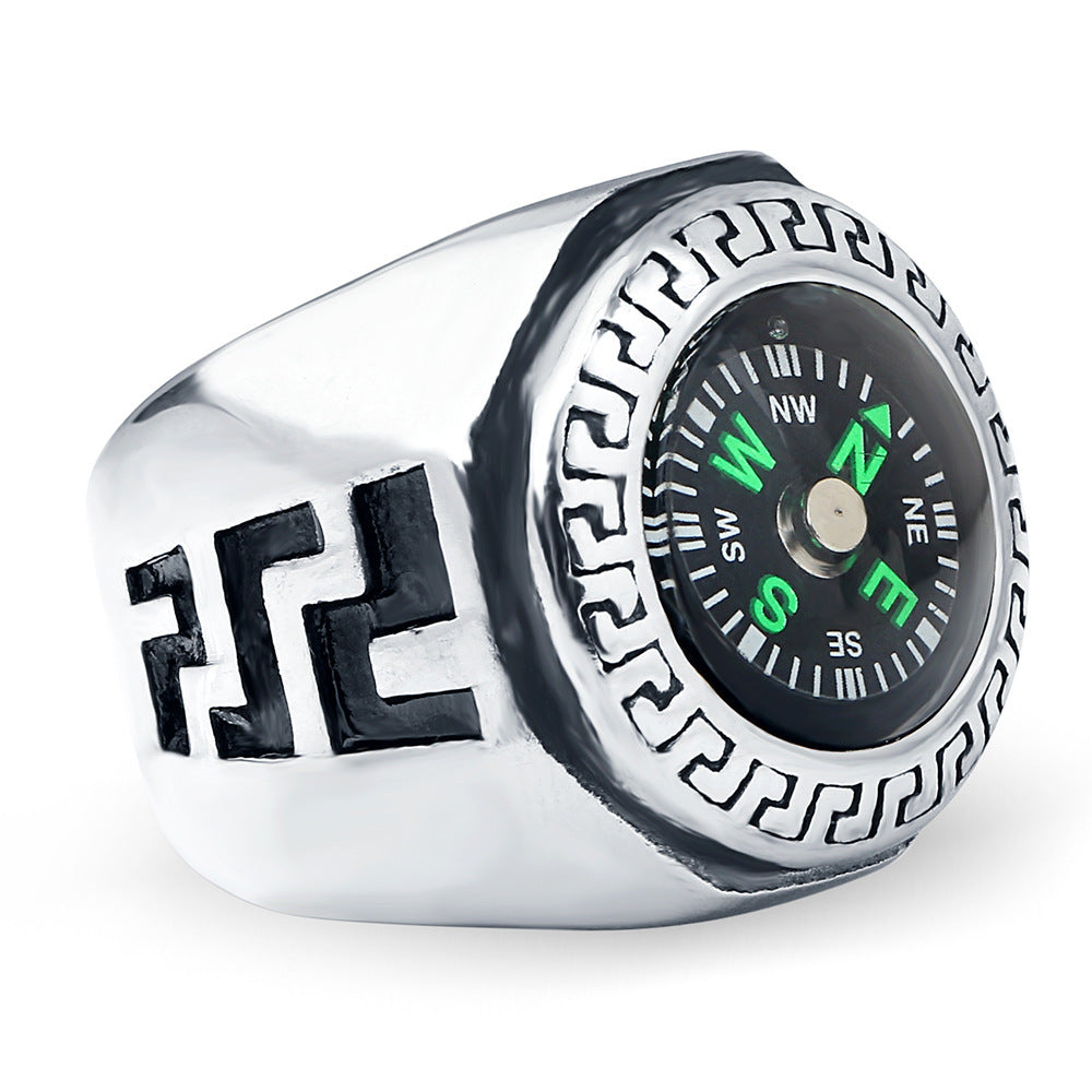 Personalized Men's EDC Peripheral Compass Titanium Steel Ring