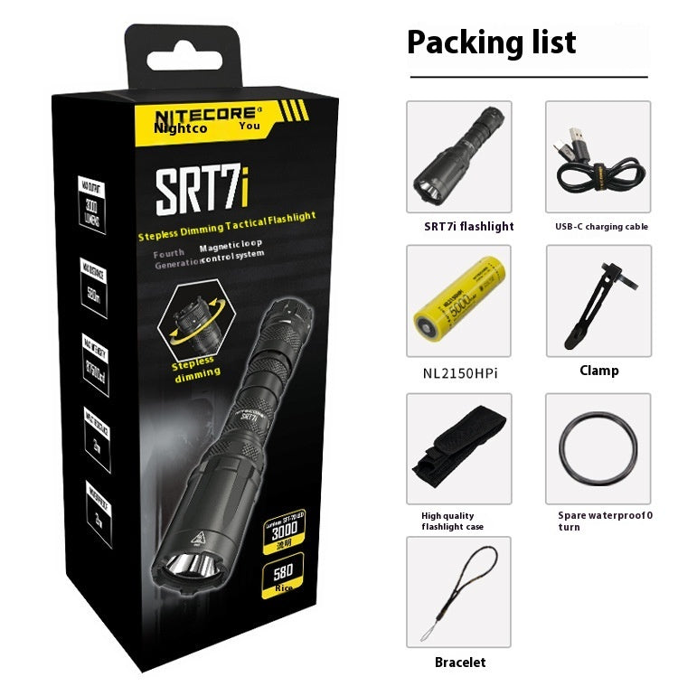 Magnetic Ring Strong Light Super Bright Outdoor Long-range Tactical Flashlight Electrodeless Dimming